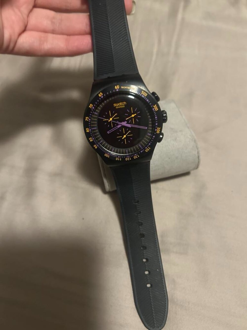 SWATCH IRONY YOB102 PURPLE IN DARK - Picture 6 of 8